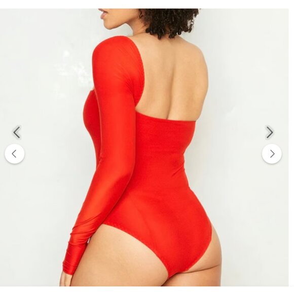 NWT We Are HAH Don't Be Square Long Sleeve Bodysuit Red Size XS - Picture 5 of 15